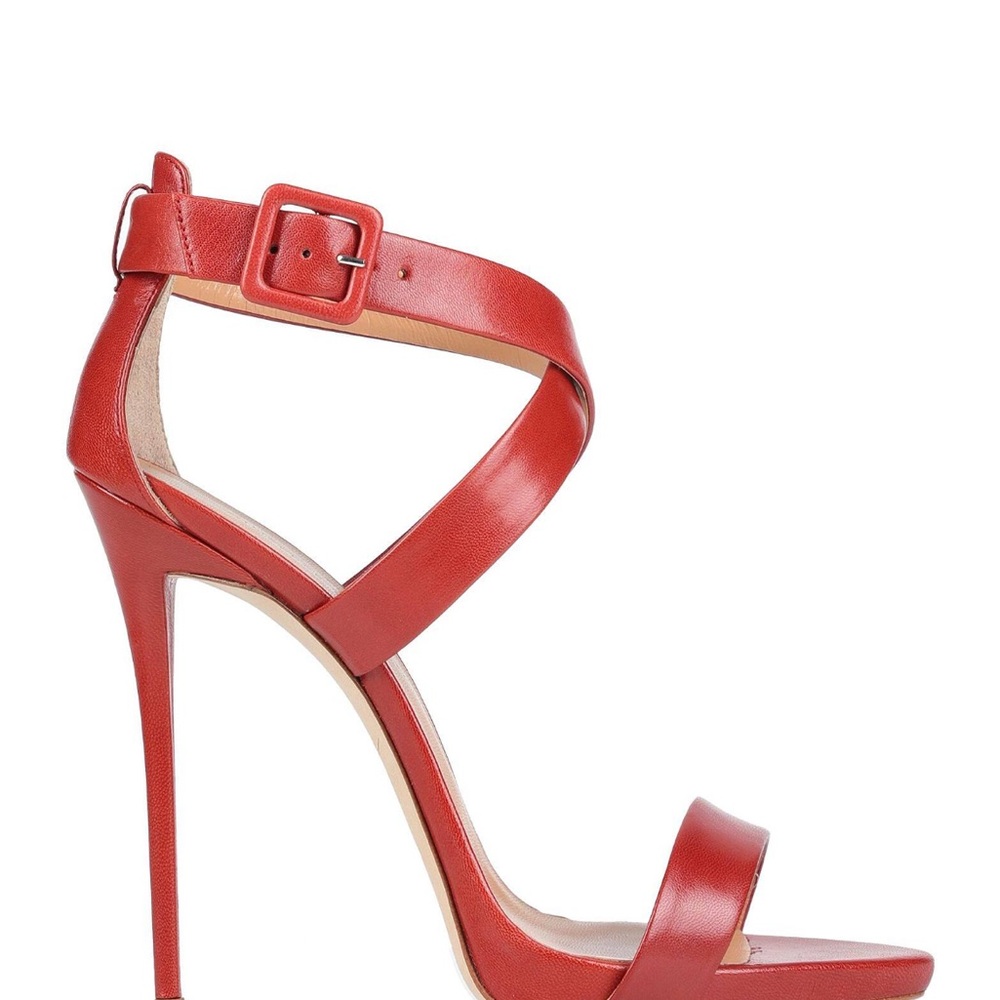 Giuseppe Zanotti Red Stiletto Heels with Crisscross Straps